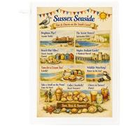 Half a Donkey Sussex Seaside Cotton Tea Towel - Brighton Pier, Seven Sisters & Coastal Charm