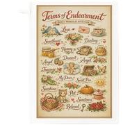 Half a Donkey Terms of Endearment Cotton Tea Towel - Sweet Words of Affection Vintage Design