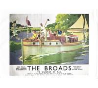 Half a Donkey The Broads vintage travel poster design large cotton tea towel