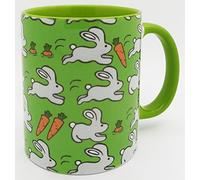 Half a Donkey The Bunny and Carrot Mug with Green Inner and Large Handle