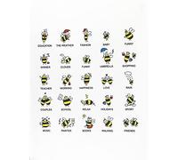 Half a Donkey The Busy Bees - Large Cotton Tea Towel