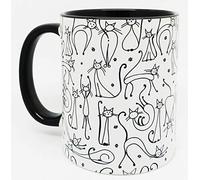 Half a Donkey The Contented Cats Mug with Glazed Black Handle and Inner