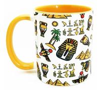 Half a Donkey The Egyptian Mug with a Dark Yellow Glazed Handle and Inner, Ceramic, 9cm Height, 8cm Diameter