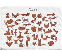 Half a Donkey The Foxes - Large Cotton Tea Towel