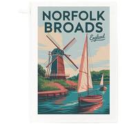 Half a Donkey The Norfolk Broads, England Tea Towel - 100% Cotton, White, 65 x 47 cm
