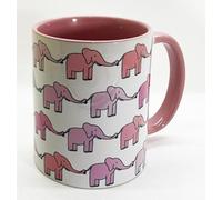 Half a Donkey The Pink Elephants Mug with Pink Glazed Handle and Inner
