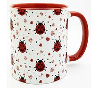 Half a Donkey The Red Ladybird Mug with Red Glazed Handle and Inner, Ceramic, 310ml (11oz)
