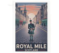 Half a Donkey The Royal Mile, Scotland Tea Towel - 100% Cotton, White, 65 x 47 cm