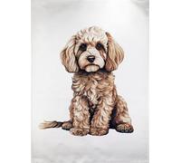 Half a Donkey The Sitting Cockapoo dog large cotton tea towel