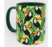 Half a Donkey The Toucan Among The Leaves Ceramic Mug with Glazed Green Handle and Inner 310ml (11oz)