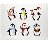 Half a Donkey The Waddle of Christmas Penguins Large Cotton Tea Towel