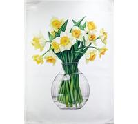 Half a Donkey Vase of Spring Daffodils large cotton tea towel