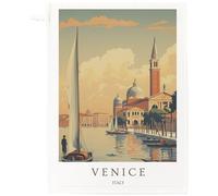 Half a Donkey Venice Italy Cotton Tea Towel - Vintage Travel Poster Kitchen Décor