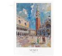 Half a Donkey Venice Italy Cotton Tea Towel - Watercolour Art of St Mark’s Square
