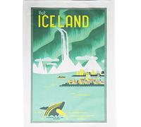 Half a Donkey Visit Iceland- Retro Style Travel Poster Large Cotton Tea Towel