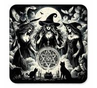 Half a Donkey Witches Circle Pentagram Cork backed Coaster