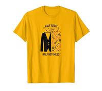 Half Adult Half Hot Mess Funny Millennial Graphic Tee T-Shirt, Men, Golden Yellow, Small