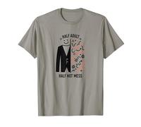 Half Adult Half Hot Mess Funny Millennial Graphic Tee T-Shirt, Men, Slate, XXL