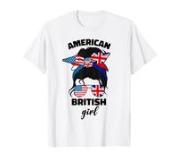 Half American And British Girl America United Kingdom Flag T-Shirt