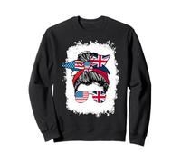 Half American British America Great Britain Uk Usa Flag Girl Sweatshirt
