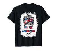 Half American British America Great Britain UK USA Flag Girl T-Shirt