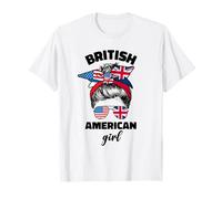 Half American British America Great Britain Uk Usa Flag Girl T-Shirt