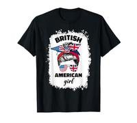 Half American British America Great Britain UK USA Flag Girl T-Shirt