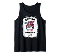 Half American British America Great Britain UK USA Flag Girl Tank Top