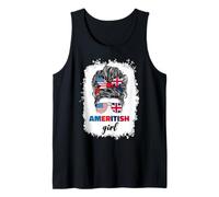 Half American British America Great Britain UK USA Flag Girl Tank Top