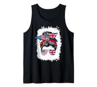 Half American British America Great Britain UK USA Flag Girl Tank Top