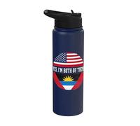 Half American Half Antiguan USA Flag Antigua and Barbuda Stainless Steel Insulated Water Bottle