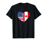 Half American Half Canadian Heart Flag Dual Heritage T-Shirt