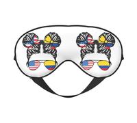 Half American Half Colombian Girl Colombia Flag Eye Mask Sleep Mask Light BlockBlindfold Night Eyes Cover Soft Pressure-Free Eyeshade with Elastic Strap for Home Travel Office Nap Yoga