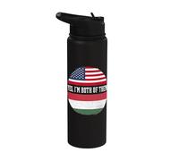 Half American Half Hungarian USA Flag Hungary Heritage DNA Stainless Steel Insulated Water Bottle