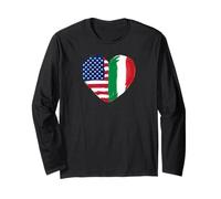 Half American Half Italian Heart Flag Dual Heritage Long Sleeve T-Shirt
