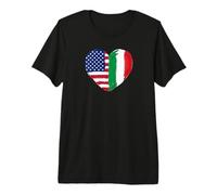 Half American Half Italian Heart Flag Dual Heritage Premium T-Shirt