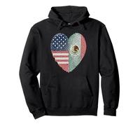 Half American Half Mexican USA Mexico Flag Heart Fingerprint Pullover Hoodie