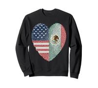 Half American Half Mexican USA Mexico Flag Heart Fingerprint Sweatshirt