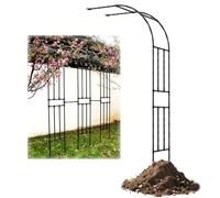 Half Arch Rose Arbor Trellis, Metal Garden Archway For Climbing Vines, 120 150 180 200 240 260 300 cm Rose Plants Support Frame Outdoor, Pergola Stand For Wedding Decorations(Black,WxH 150cm x 270cm)