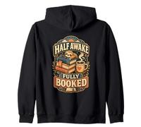 Half Awake Humor Sarcastic Typography Zip Hoodie