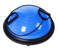Half Balance Ball Board Inflatable Air Dome With Resistance Bands and Pump, Exercise Balance Trainer for Home Gym Workout Fitness Anti-slip Yoga Ball for Women Pilates (Blue)