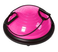 Half Balance Ball Board Inflatable Air Dome With Resistance Bands and Pump, Exercise Balance Trainer for Home Gym Workout Fitness Anti-slip Yoga Ball for Women Pilates (Red)