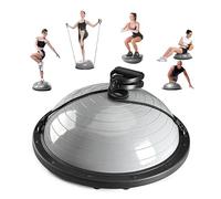 Half Balance Ball Trainer, Half Yoga Exercise Ball with Resistance Bands and Foot Pump, Balance Trainer for Stability Training, Strength Exercise Fitness, Home Gym Workout Equipment