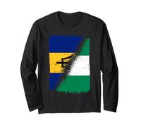 Half Barbados Half Nigerian Flag Barbadian Nigeria Heritage Long Sleeve T-Shirt