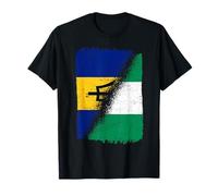 Half Barbados Half Nigerian Flag Barbadian Nigeria Heritage T-Shirt