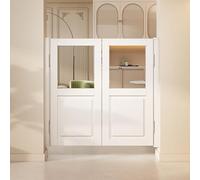 Half Barn Doors for House with Acrylic Glass, Heavy Duty Saloon Door Swinging for Kitchen, Hallway Partition, Commercial Pub, Bathroom & Porch Entrance(32x42in(81x106cm))