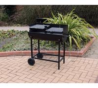 Half Barrel Steel BBQ Drum Barbecue 2 Chrome Racks 3 Height Settings Wheeled