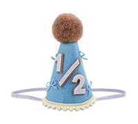 Half Birthday Hat, 1/2 Baby Party Hat Bow Six Months Cone Crown for Girls Boys Birthday Decorations Cake Smash Photo Prop Half Year Celebration (Blue)
