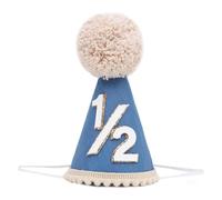 Half Birthday Hat, 1/2Birthday Cone Hat, Blue 6 Months Birthday Hats with Elastic Band, Half Birthday Party Decorations Photo Props for Boys Girls