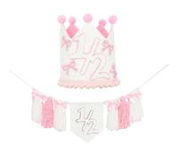 Half Birthday Hat, Half Birthday Highchair Banner, Cute 1/2Birthday Hat with Pink Bow Design, Party Decorations for Little Princess
